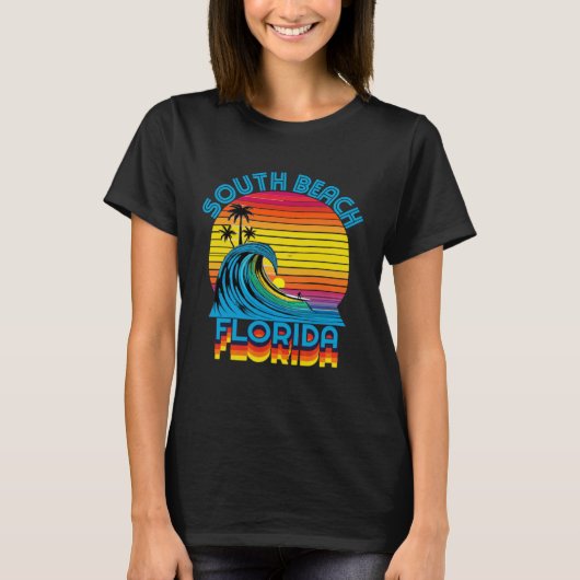 South Beach Florida Retro Throwback Surf & Beach S T-shirt (Voorkant)