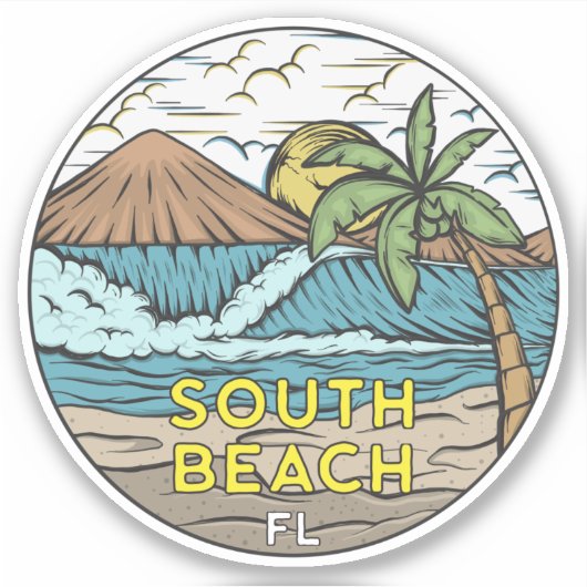 South Beach Florida Sticker (Voorkant)