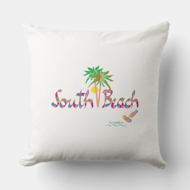 South Beach Florida Teenslippers Kussen (Voorkant)