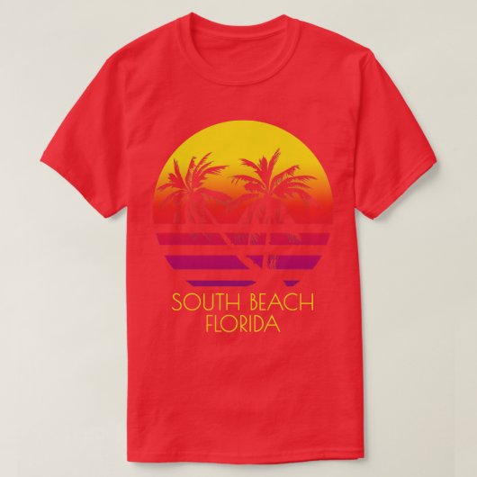 South Beach Florida Tropical Sunset Palm T T-shirt (Design voorkant)