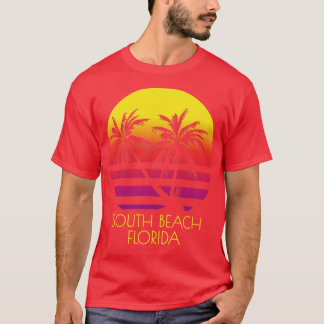 South Beach Florida Tropical Sunset Palm T T-shirt