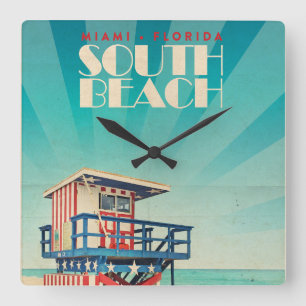 South Beach Florida Vierkante Klok