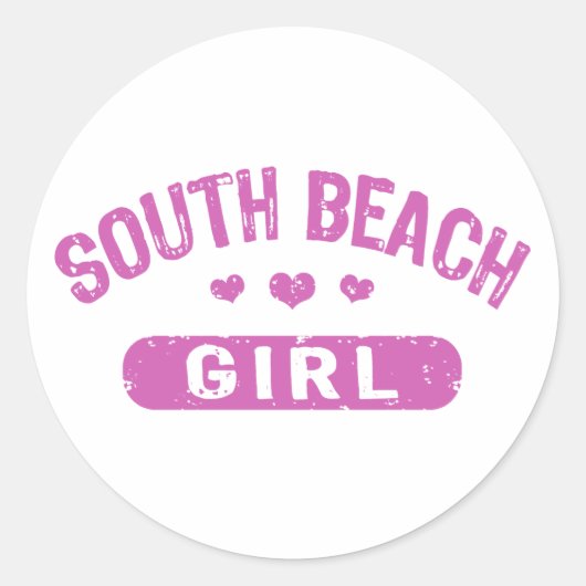 South Beach Girl Ronde Sticker (Voorkant)
