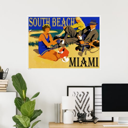 South Beach Miami  Beach Poster (Thuiskantoor)