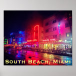 South Beach, Miami, Florida Art Deco Poster<br><div class="desc">Kunst deco-achtige gebouwen op Ocean Drive,  South Beach,  Miami,  FL.</div>