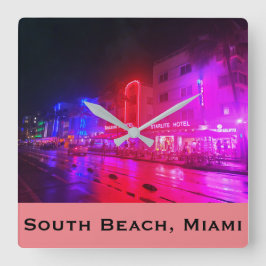 South Beach, Miami, Florida Art Deco Vierkante Klok