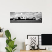 South Beach Miami, Florida Black/White Panorama Poster (Thuiskantoor)
