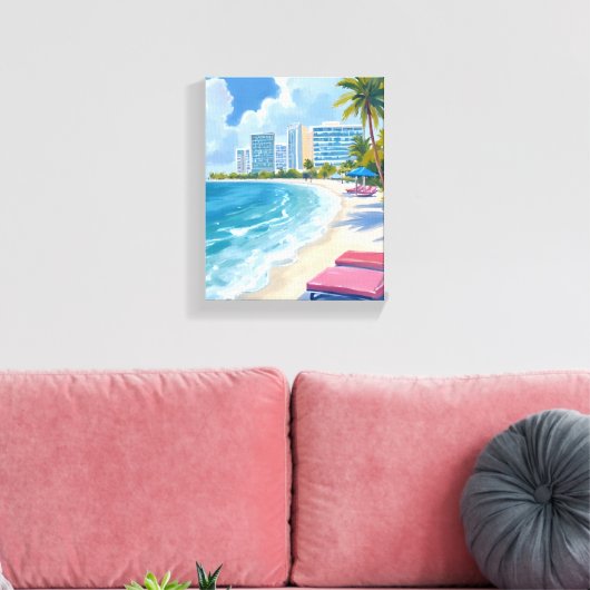 South Beach Miami Florida Canvas Afdruk (Insitu (Woonkamer))