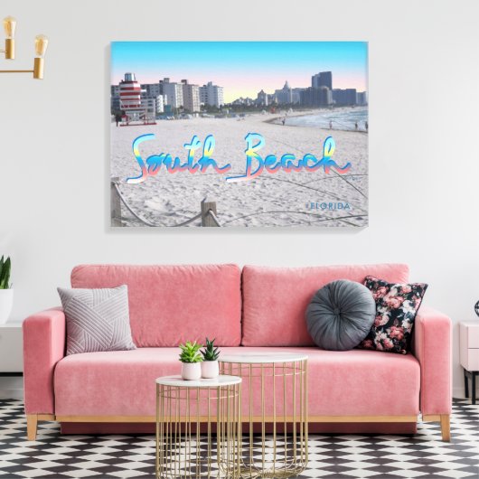 South Beach Miami, Florida City Uitzicht Canvas Afdruk (Insitu (Woonkamer))