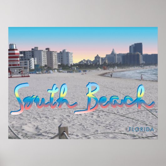 South Beach Miami, Florida City Uitzicht Poster (Voorkant)