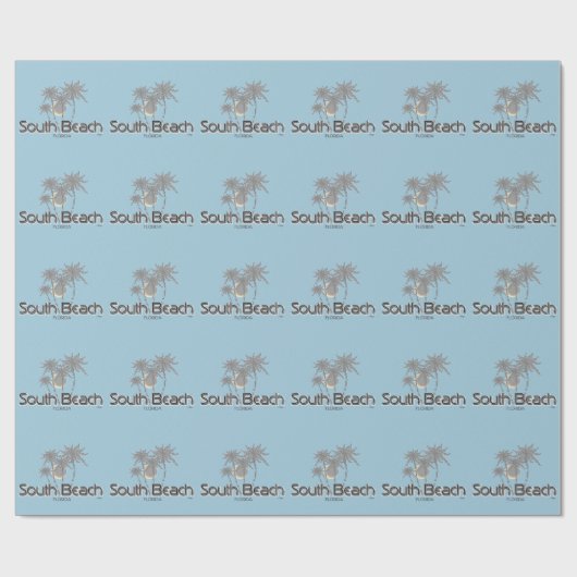 South Beach Miami, Florida en Gray Palms Cadeaupapier (Vlak)