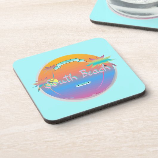 South Beach, Miami, Florida met Palms Bier Onderzetter (Linkerzijde)