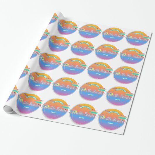 South Beach, Miami, Florida met Palms Cadeaupapier (Uitgerold)