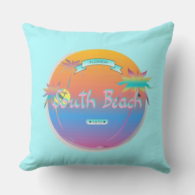 South Beach, Miami, Florida met Palms Kussen (Voorkant)
