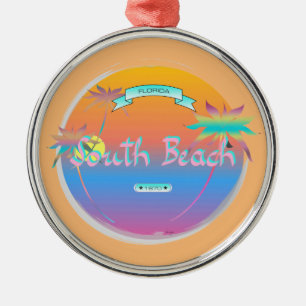 South Beach, Miami, Florida met Palms Metalen Ornament