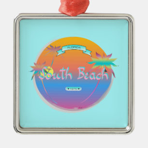 South Beach, Miami, Florida met Palms Metalen Ornament