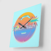 South Beach, Miami, Florida met Palms Wall Clock Vierkante Klok (Hoek)