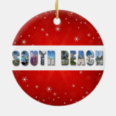 South Beach Miami Florida Reizen Foto Kerstmis Keramisch Ornament (Achterkant)