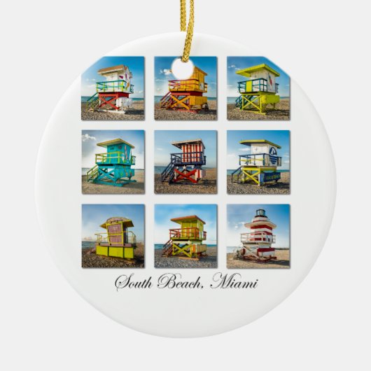 South Beach, Miami Life Guard Shacks Keramisch Ornament (Voorkant)