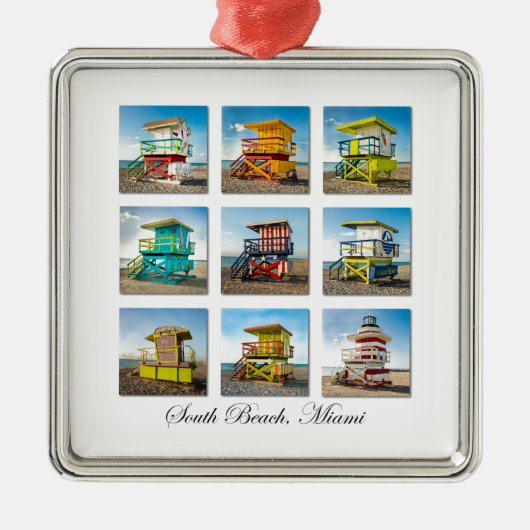 South Beach, Miami Life Guard Shacks Metalen Ornament (Voorkant)