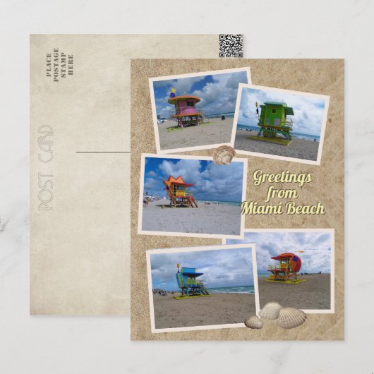 South Beach Miami Lifeguard Towers Briefkaart (Voorkant / Achterkant)