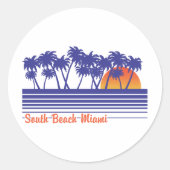 South Beach Miami Ronde Sticker (Voorkant)
