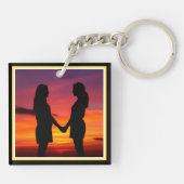 [South Beach Sfeer] Retro Tropische Palmboom Sleutelhanger (Achterkant)