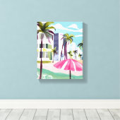 South Beach Shore | Miami Florida Waterverf Canvas Afdruk (Insitu (Houten vloer))