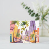 South Beach Summer | Miami Street Waterverf Briefkaart (Staand voorkant)