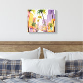 South Beach Summer | Miami Street Waterverf Canvas Afdruk (Insitu (Slaapkamer))