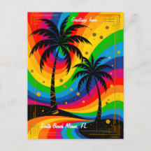 [South Beach Vibes] Colorful Retro Palm Trees