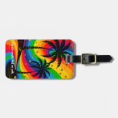 [South Beach Vibes]  Colorful Tropical Palm Tree Bagagelabel (Voorkant horizontaal)