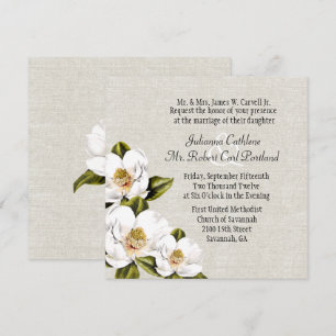 South Belle Magnolias Custom Wedding Invitation Kaart