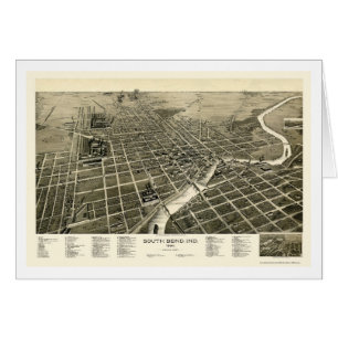 South Bend, IN Panorama Map - 1890