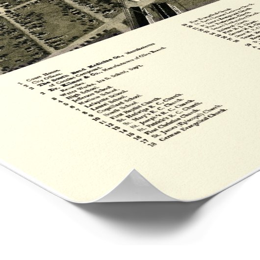 South Bend, IN Panorama Map - 1890 Poster (Hoek)