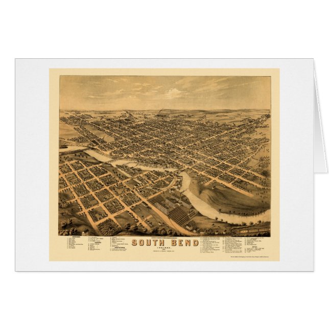 South Bend, IN Panoramic Map - 1874 (Voorkant Horizontaal)