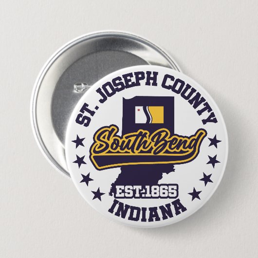 South Bend, Indiana Ronde Button 7,6 Cm (Voorkant /achterkant)