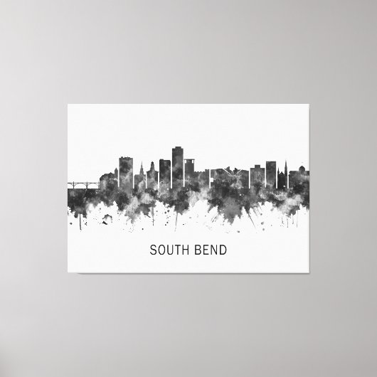 South Bend Indiana Skyline BW Canvas Afdruk (Voorkant)