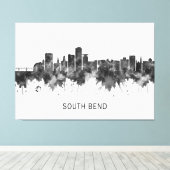 South Bend Indiana Skyline BW Canvas Afdruk (Insitu (Houten vloer))