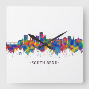 South Bend Indiana Skyline Vierkante Klok