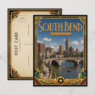South Bend Indiana Vintage Art Deco Gouden Tijdper Briefkaart