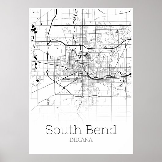 South Bend Map - Indiana - City Map Poster (Voorkant)