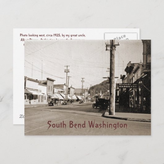 South Bend Washington circa 1925 Briefkaart (Voorkant / Achterkant)