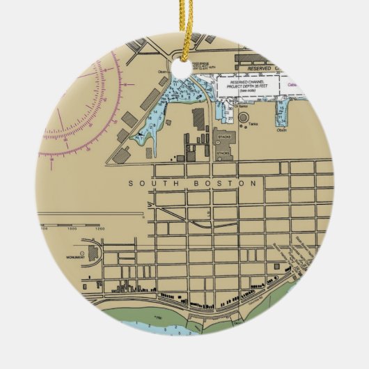 South Boston Chart Keramisch Ornament (Voorkant)