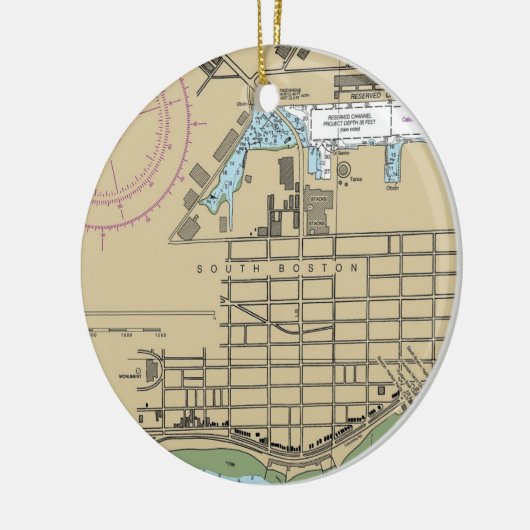 South Boston Chart Keramisch Ornament (Links)