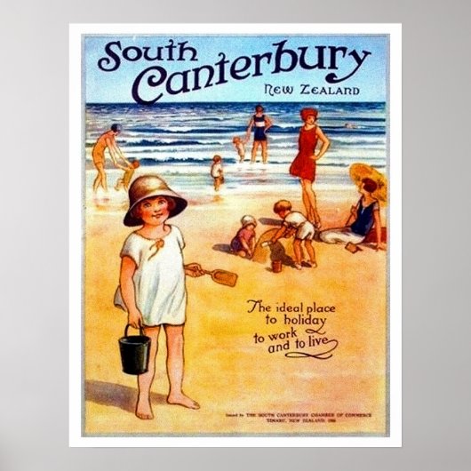 South Canterbury, Nieuw-Zeeland, mensen op het str Poster (Voorkant)