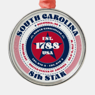 South Carolina 8e staat kerstversiering Metalen Ornament