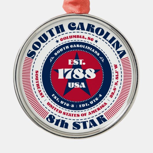 South Carolina 8e staat kerstversiering Metalen Ornament (Voorkant)