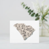 South Carolina  Afbeelding Map Antiek Briefkaart (Staand voorkant)