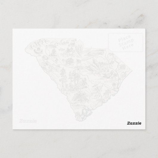 South Carolina  Afbeelding Map Antiek Briefkaart (Achterkant)